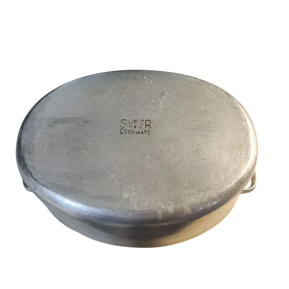 Vintage Super Maid Cookware Aluminum 5.5 qt Oval Roasting Pan Dutch Oven-No Lid